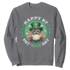 Happy St Pat Rizz Day Sweatshirt Leprechaun St Patrick's Day Shamrock TS11 Charcoal Print Your Wear