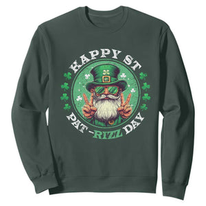 Happy St Pat Rizz Day Sweatshirt Leprechaun St Patrick's Day Shamrock TS11 Dark Forest Green Print Your Wear