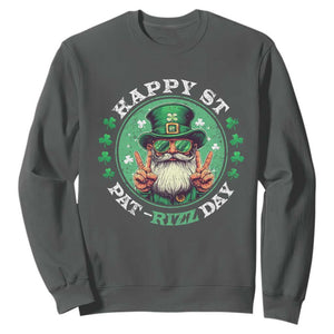Happy St Pat Rizz Day Sweatshirt Leprechaun St Patrick's Day Shamrock TS11 Dark Heather Print Your Wear