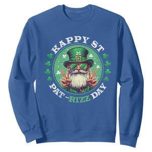 Happy St Pat Rizz Day Sweatshirt Leprechaun St Patrick's Day Shamrock TS11 Royal Blue Print Your Wear