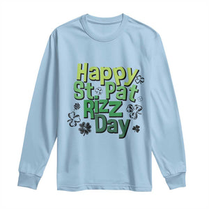 Funny Skibidi St Patrick's Day Long Sleeve Shirt Happy St Pat Rizz Day Shamrock TS11 Light Blue Print Your Wear