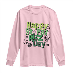 Funny Skibidi St Patrick's Day Long Sleeve Shirt Happy St Pat Rizz Day Shamrock TS11 Light Pink Print Your Wear