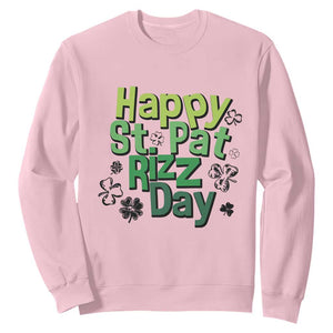 Funny Skibidi St Patrick's Day Sweatshirt Happy St Pat Rizz Day Shamrock TS11 Light Pink Print Your Wear