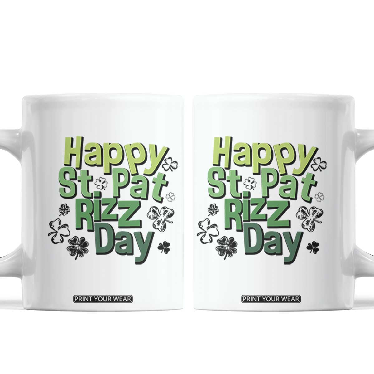 Funny Skibidi St Patrick's Day Coffee Mug Happy St Pat Rizz Day Shamrock TS11 White Print Your Wear