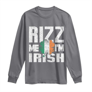 Funny Rizz Me I'm Irish Long Sleeve Shirt St Patrick's Day Vintage Ireland Flag TS11 Charcoal Print Your Wear