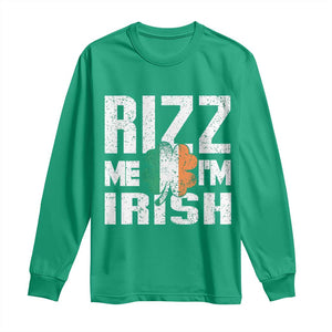 Funny Rizz Me I'm Irish Long Sleeve Shirt St Patrick's Day Vintage Ireland Flag TS11 Irish Green Print Your Wear