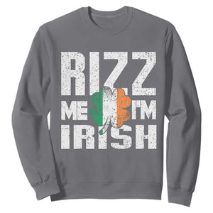Funny Rizz Me I'm Irish Sweatshirt St Patrick's Day Vintage Ireland Flag TS11 Charcoal Print Your Wear