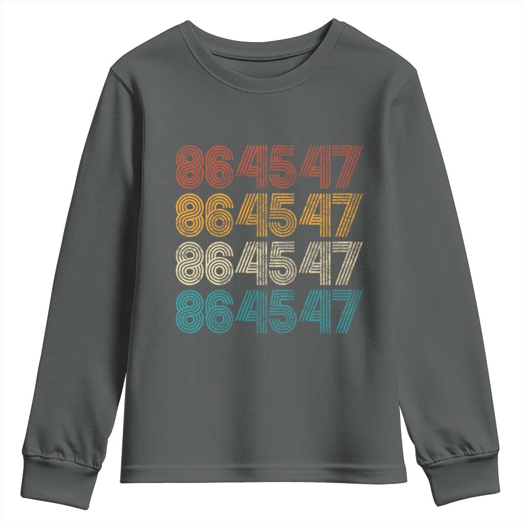 Funny Vintage 80s Style 86 45 47 Retro Stripes Youth Sweatshirt TS11 Dark Heather Print Your Wear