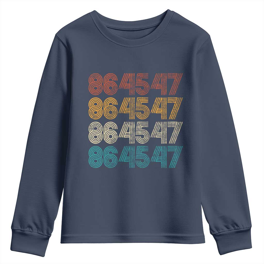 Funny Vintage 80s Style 86 45 47 Retro Stripes Youth Sweatshirt TS11 Navy Print Your Wear