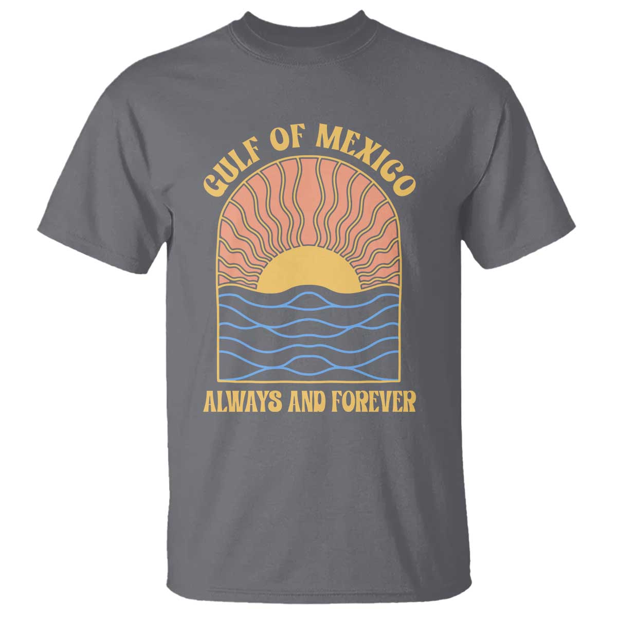 Gulf Of Mexico Always And Forever T Shirt Retro Beach Sunset TS11 Charcoal Print Your Wear