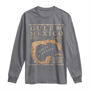 Gulf Of Mexico ESTD 1672 Long Sleeve Shirt Vintage Map TS11 Charcoal Print Your Wear