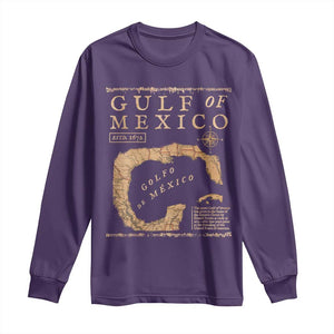 Gulf Of Mexico ESTD 1672 Long Sleeve Shirt Vintage Map TS11 Purple Print Your Wear