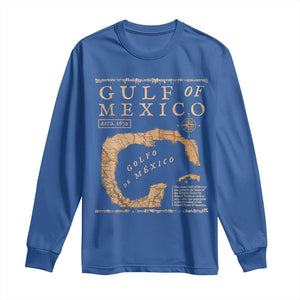 Gulf Of Mexico ESTD 1672 Long Sleeve Shirt Vintage Map TS11 Royal Blue Print Your Wear