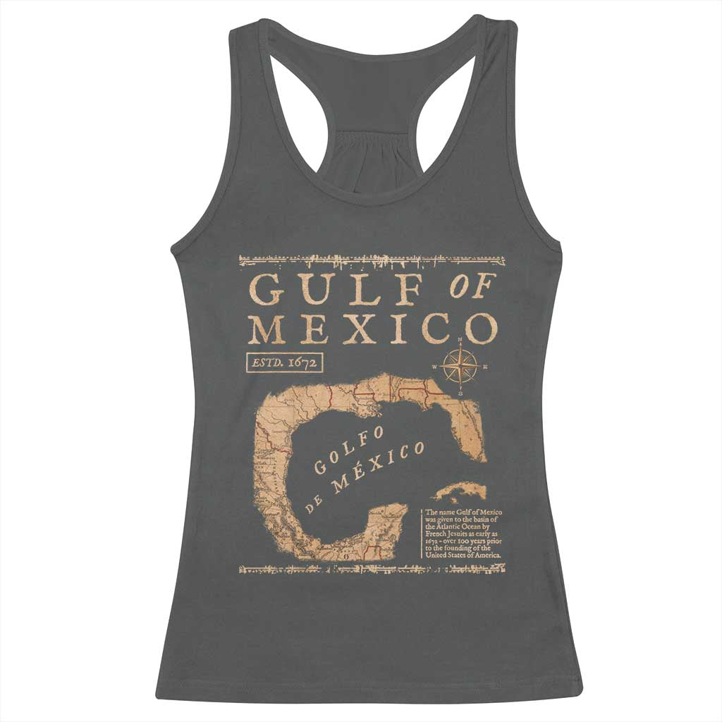 Gulf Of Mexico ESTD 1672 Racerback Tank Top Vintage Map TS11 Dark Heather Print Your Wear
