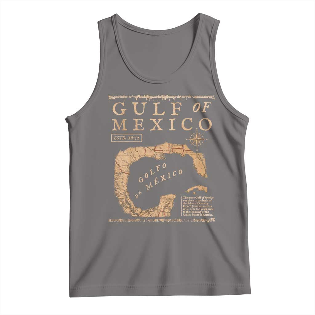 Gulf Of Mexico ESTD 1672 Tank Top Vintage Map TS11 Deep Heather Print Your Wear