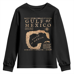 Gulf Of Mexico ESTD 1672 Youth Sweatshirt Vintage Map TS11 Black Print Your Wear