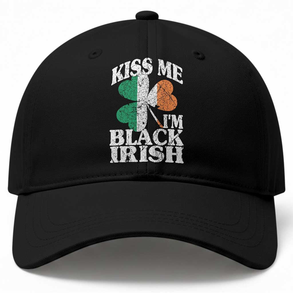 Funny Kiss Me I'm Black Irish Baseball Cap St Patrick's Day Vintage Shamrock TS11 Print Your Wear