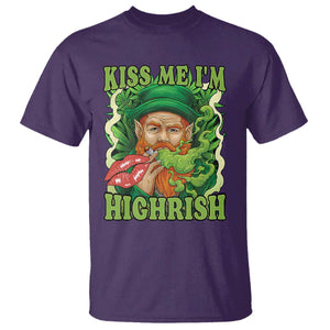 Funny St Patrick's Day Cannabis Weed T Shirt Kiss Me I'm Highrish Leprechaun TS11 Purple Print Your Wear