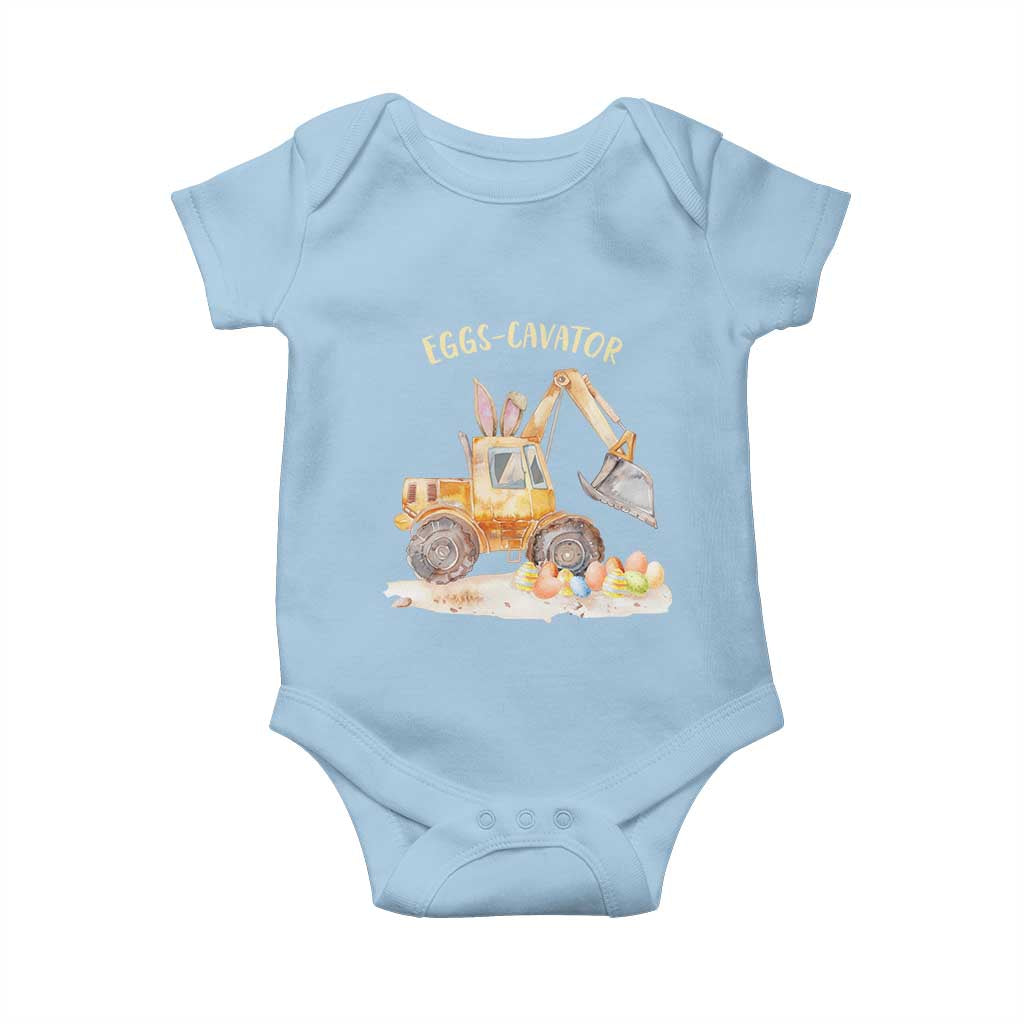 Funny Easter Day Excavator Baby Onesie Eggs-Cavator Bunny Construction Trucks TS11 Light Blue Print Your Wear