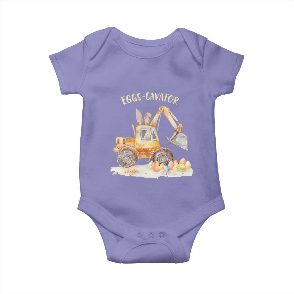 Funny Easter Day Excavator Baby Onesie Eggs-Cavator Bunny Construction Trucks TS11 Violet Print Your Wear