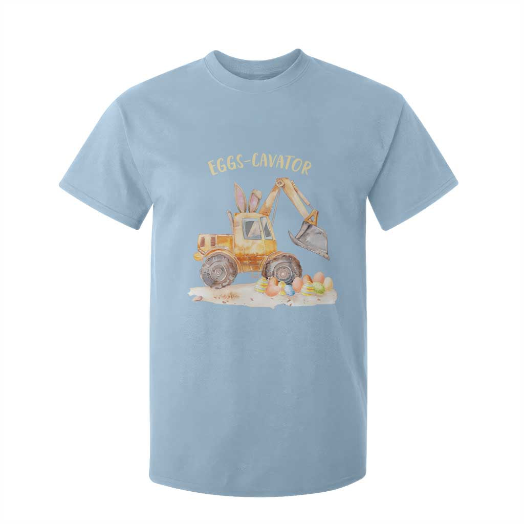 Funny Easter Day Excavator T Shirt For Kid Eggs-Cavator Bunny Construction Trucks TS11 Light Blue Print Your Wear
