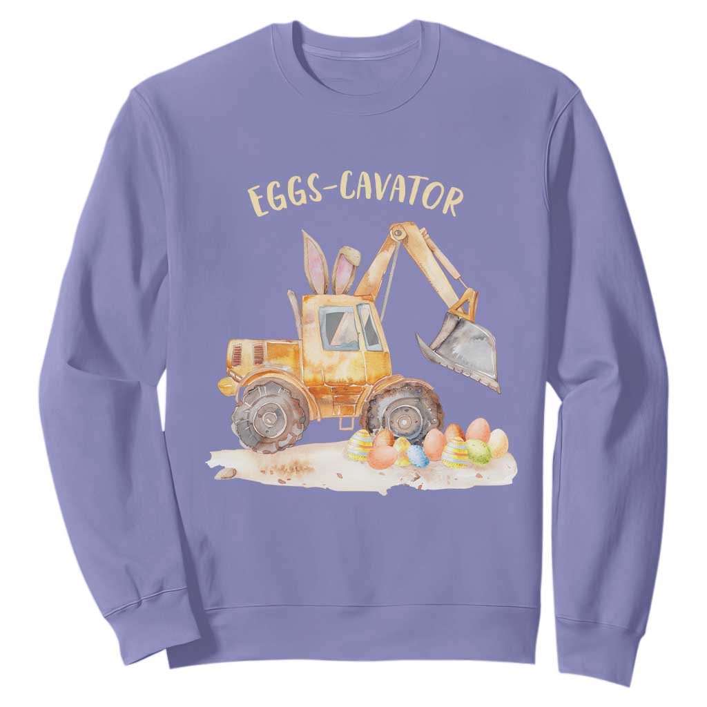 Funny Easter Day Excavator Sweatshirt Eggs-Cavator Bunny Construction Trucks TS11 Violet Print Your Wear