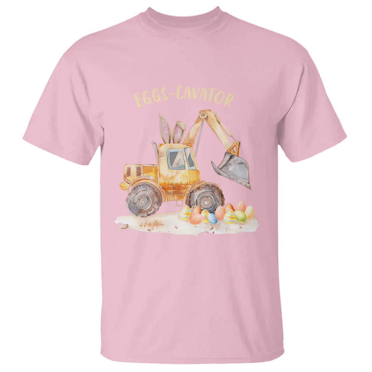 Funny Easter Day Excavator T Shirt Eggs-Cavator Bunny Construction Trucks TS11 Light Pink Print Your Wear