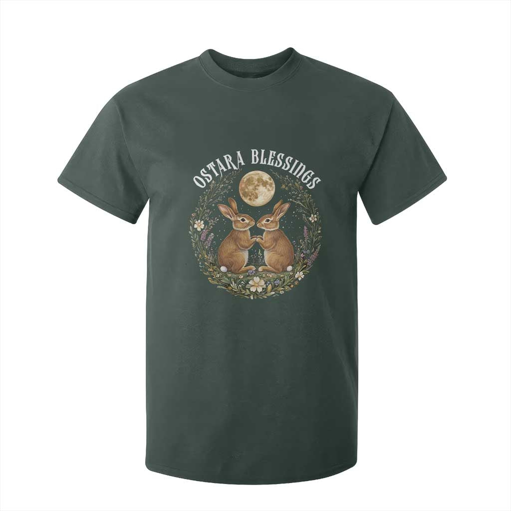 Ostara Blessing Pagan Eostre Easter Day T Shirt For Kid Spring Moon Rabbit Spring Equinox Festival TS11 Dark Forest Green Print Your Wear
