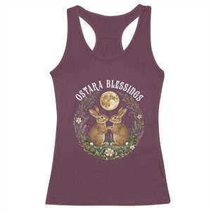Ostara Blessing Pagan Eostre Easter Day Racerback Tank Top Spring Moon Rabbit Spring Equinox Festival TS11 Maroon Print Your Wear
