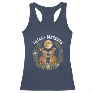 Ostara Blessing Pagan Eostre Easter Day Racerback Tank Top Spring Moon Rabbit Spring Equinox Festival TS11 Navy Print Your Wear