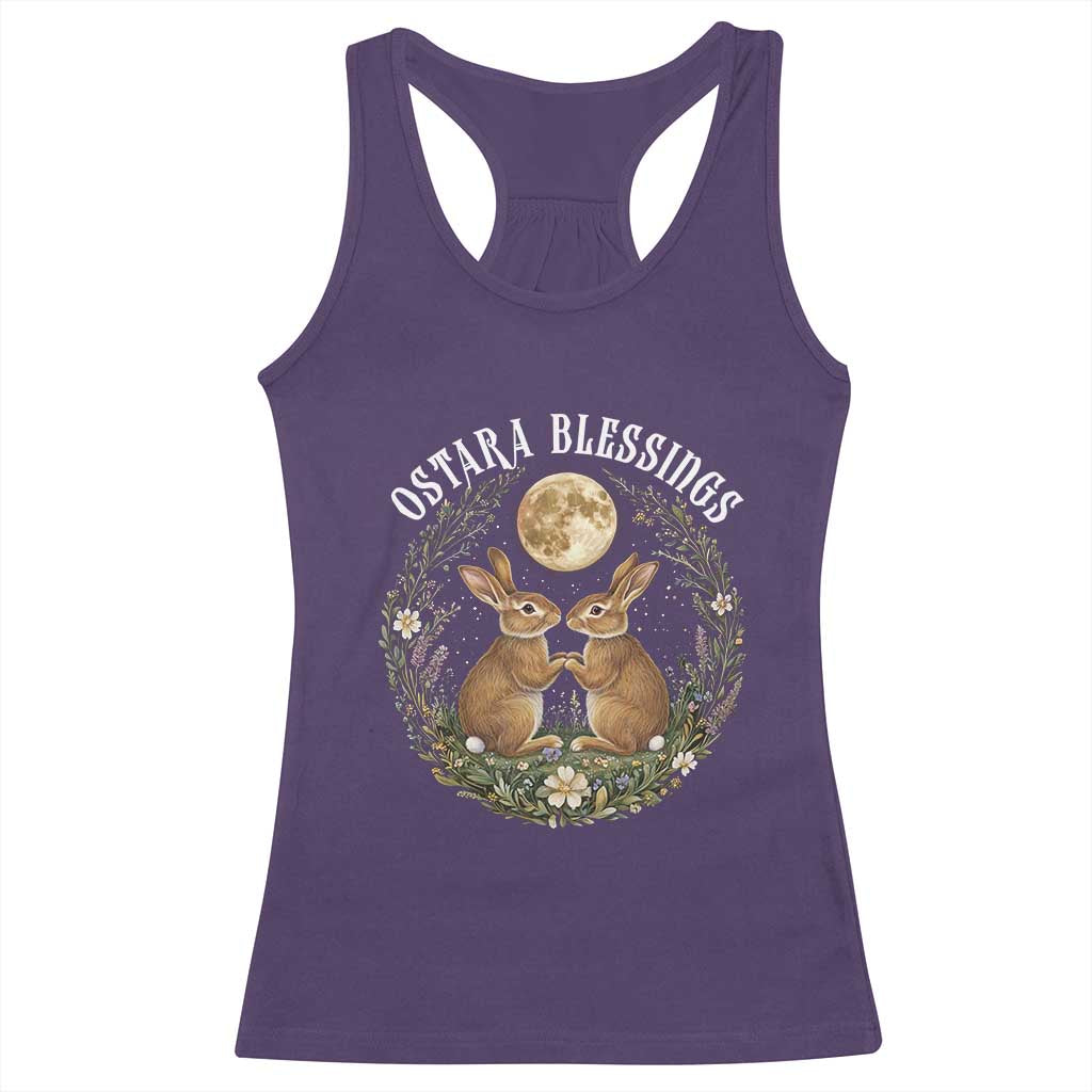Ostara Blessing Pagan Eostre Easter Day Racerback Tank Top Spring Moon Rabbit Spring Equinox Festival TS11 Purple Print Your Wear