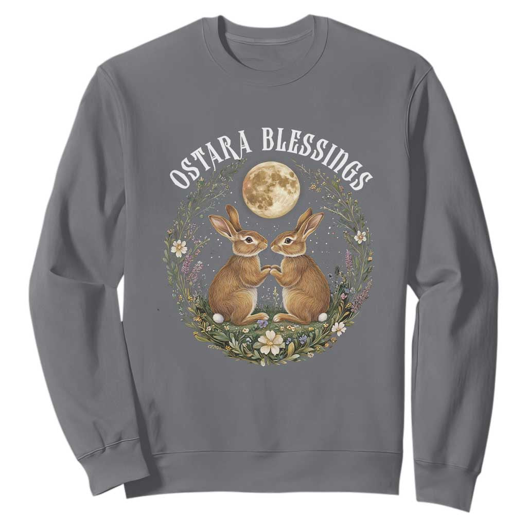Ostara Blessing Pagan Eostre Easter Day Sweatshirt Spring Moon Rabbit Spring Equinox Festival TS11 Charcoal Print Your Wear