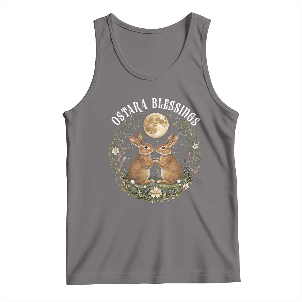 Ostara Blessing Pagan Eostre Easter Day Tank Top Spring Moon Rabbit Spring Equinox Festival TS11 Deep Heather Print Your Wear