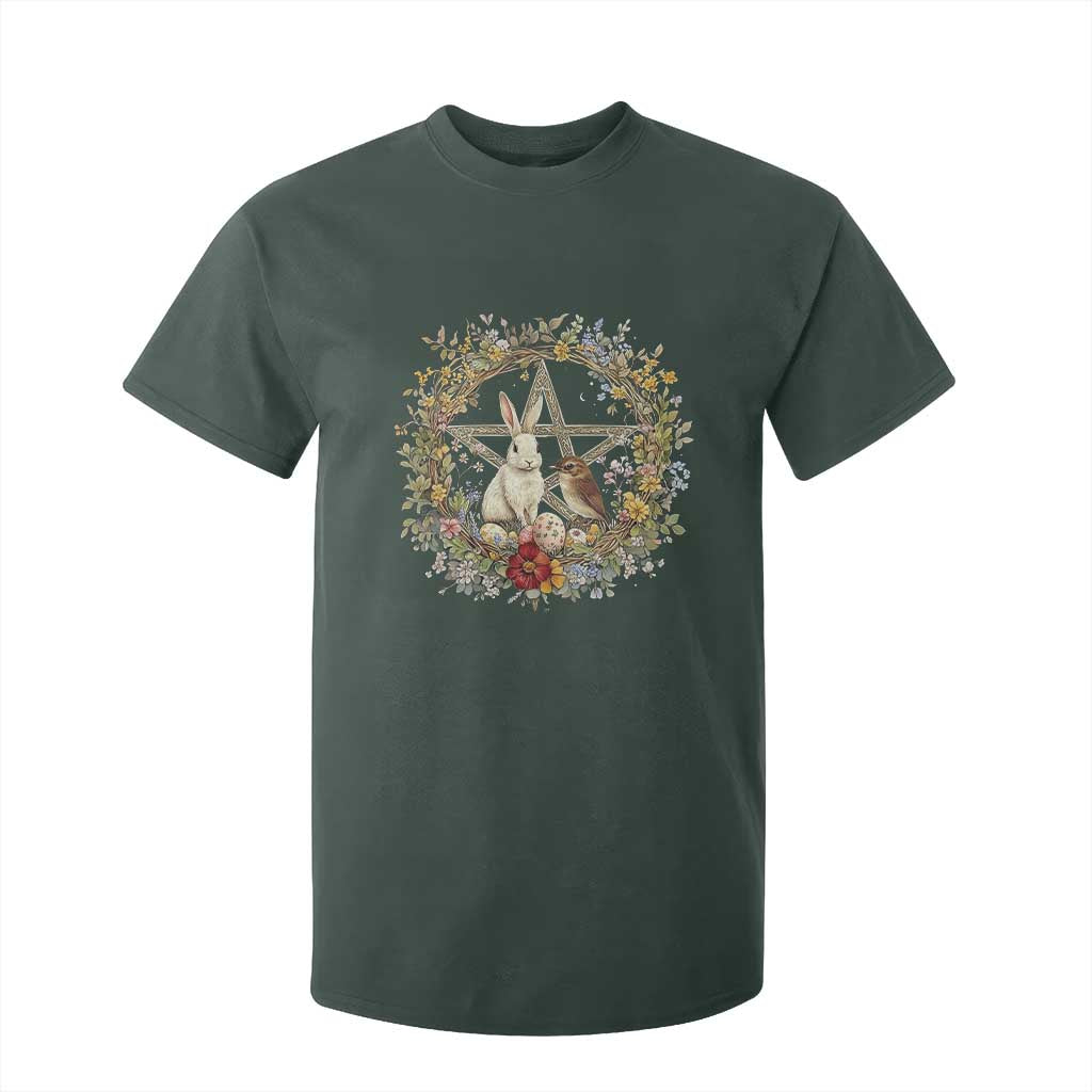Ostara Blessing Pagan Eostre Easter Day T Shirt For Kid Rabbit Bird Wiccan Pentagram TS11 Dark Forest Green Print Your Wear