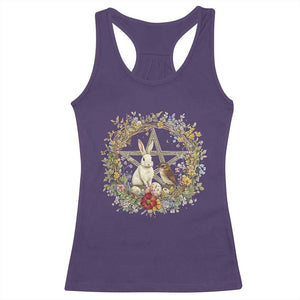 Ostara Blessing Pagan Eostre Easter Day Racerback Tank Top Rabbit Bird Wiccan Pentagram TS11 Purple Print Your Wear