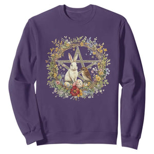 Ostara Blessing Pagan Eostre Easter Day Sweatshirt Rabbit Bird Wiccan Pentagram TS11 Purple Print Your Wear