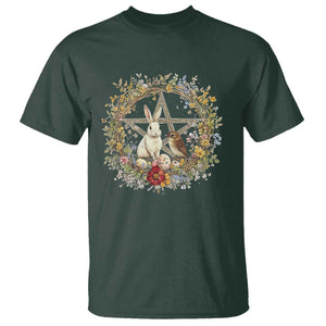 Ostara Blessing Pagan Eostre Easter Day T Shirt Rabbit Bird Wiccan Pentagram TS11 Dark Forest Green Print Your Wear