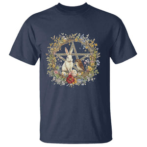 Ostara Blessing Pagan Eostre Easter Day T Shirt Rabbit Bird Wiccan Pentagram TS11 Navy Print Your Wear