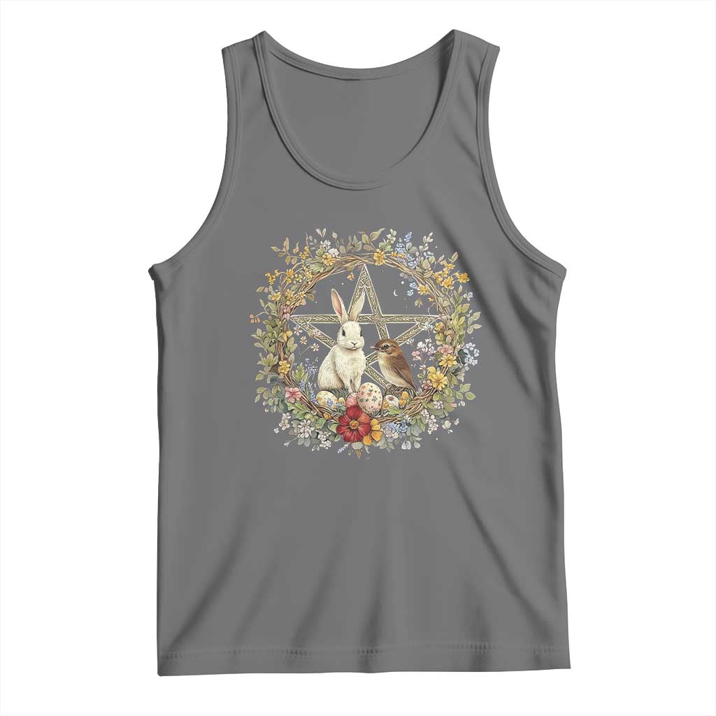 Ostara Blessing Pagan Eostre Easter Day Tank Top Rabbit Bird Wiccan Pentagram TS11 Black Heather Print Your Wear
