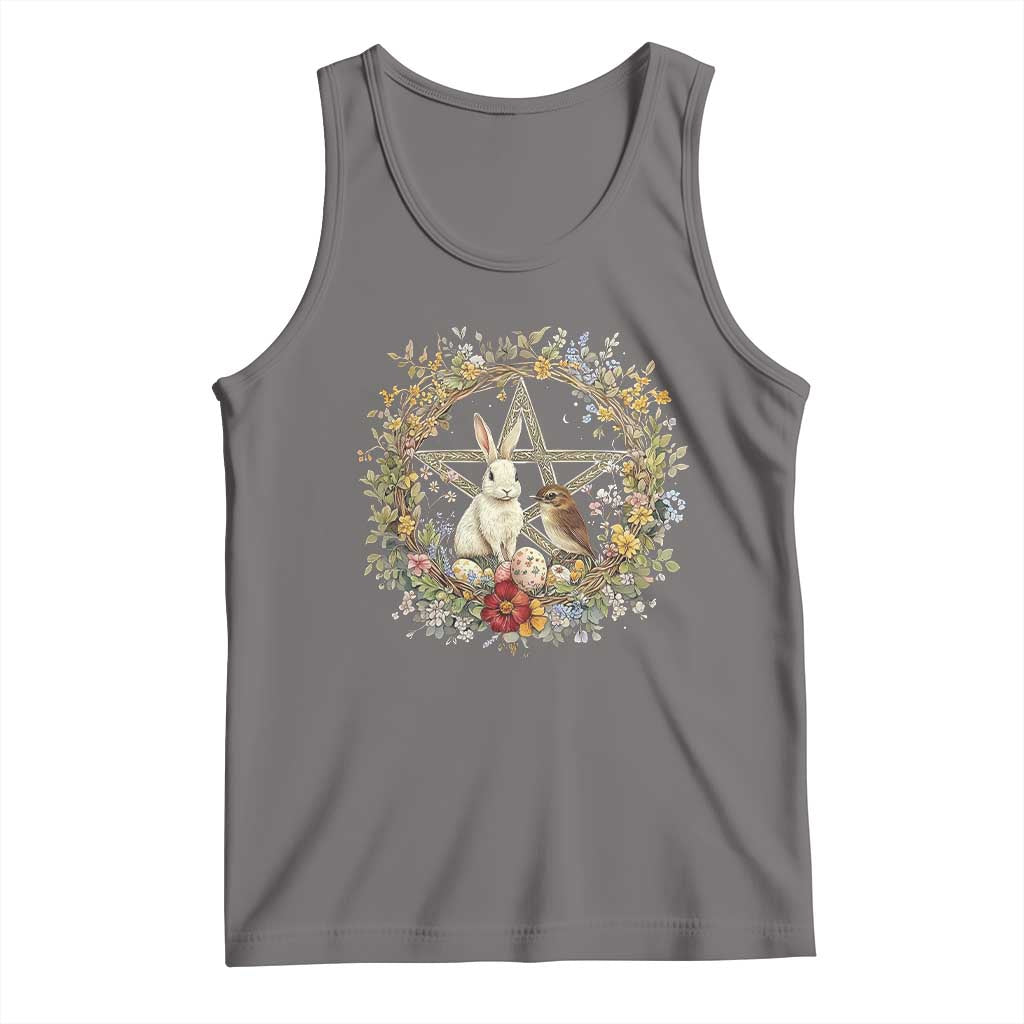 Ostara Blessing Pagan Eostre Easter Day Tank Top Rabbit Bird Wiccan Pentagram TS11 Deep Heather Print Your Wear