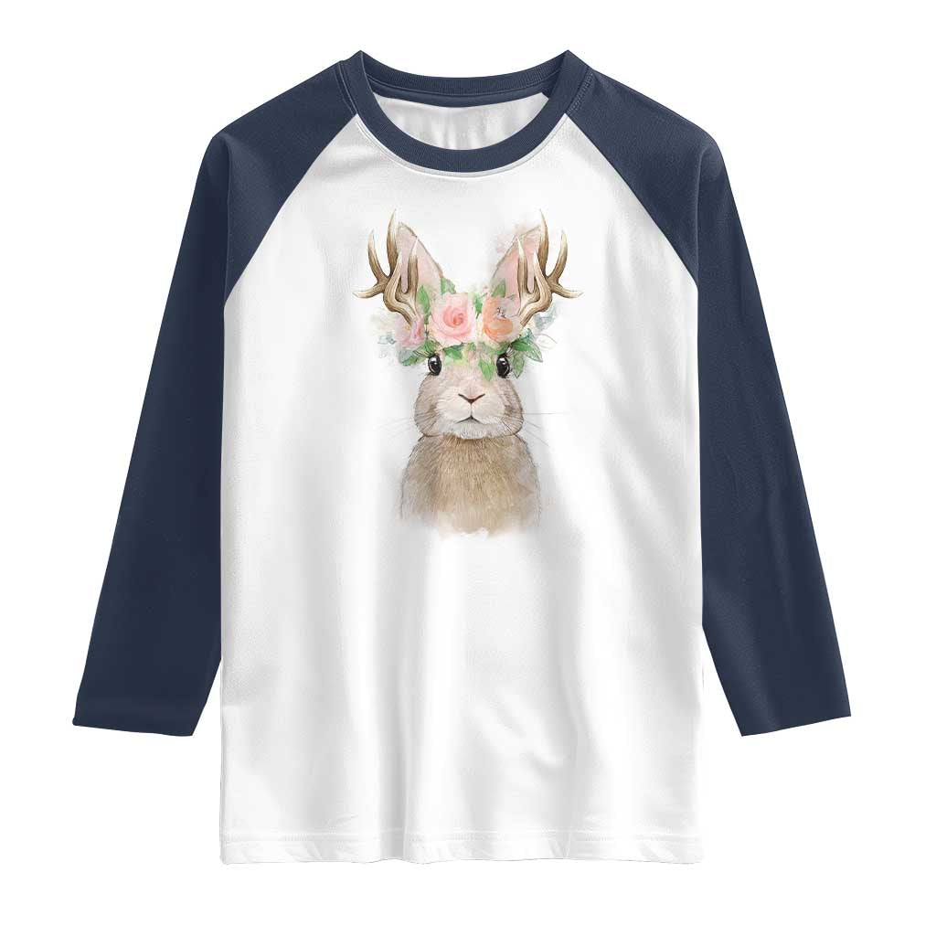 Ostara Pagan Eostre Easter Day Raglan Shirt Rabbit Wolpertinger Spring Equinox Festival TS11 White Navy Print Your Wear