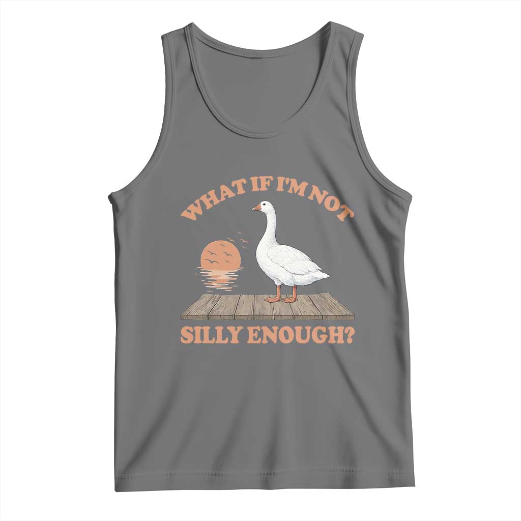 What If I'm Not Silly Enough Funny Silly Goose Tank Top TS11 Black Heather Print Your Wear