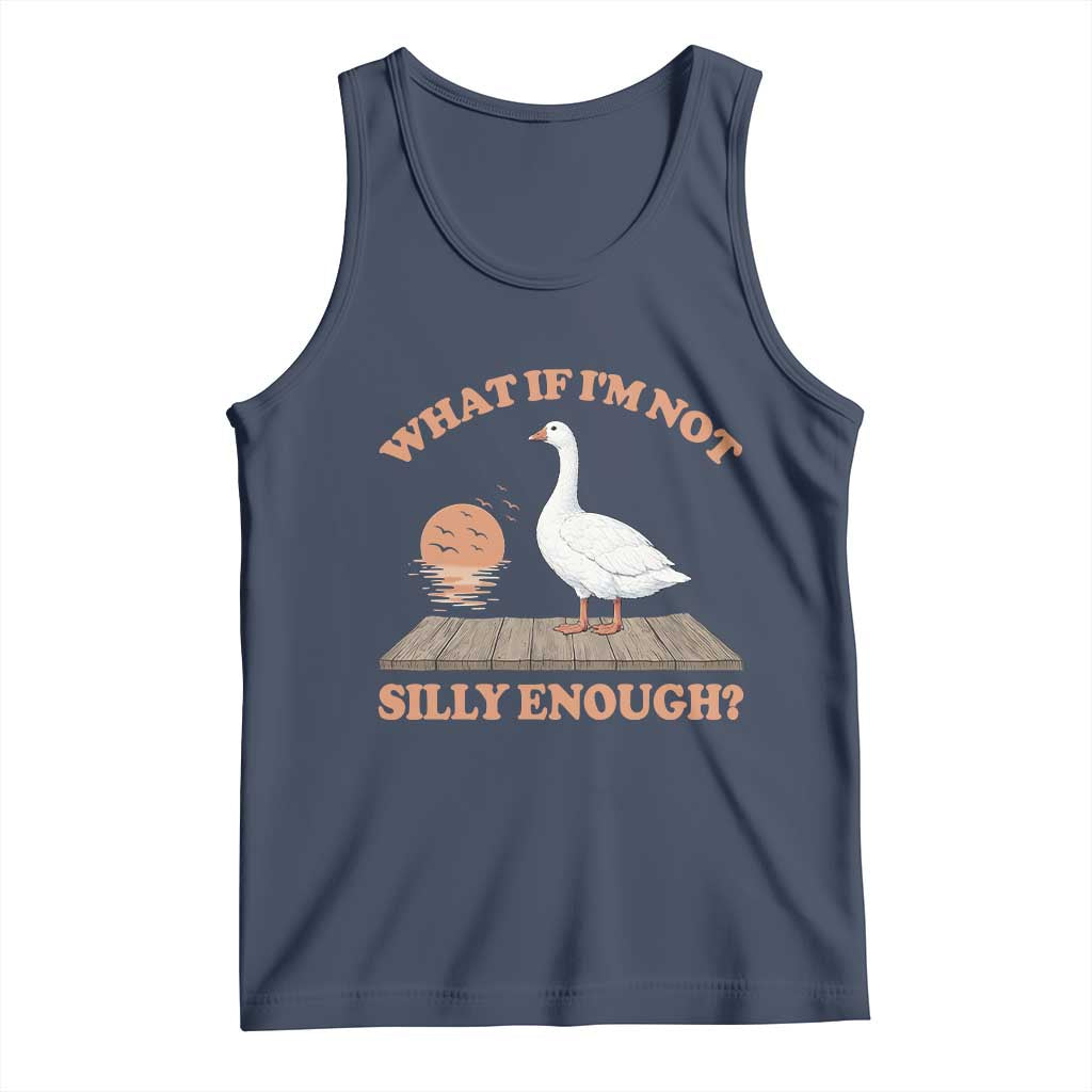 What If I'm Not Silly Enough Funny Silly Goose Tank Top TS11 Navy Print Your Wear
