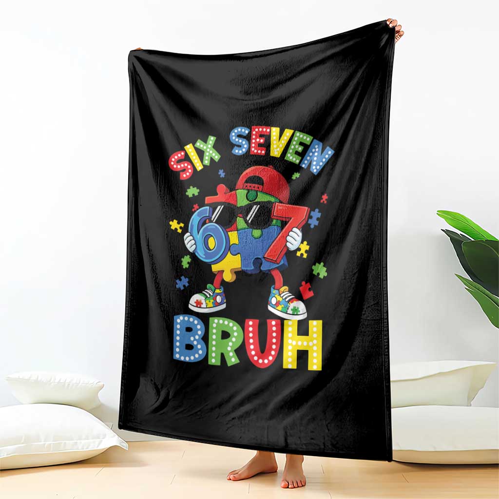 67 Autism Awareness Throw Blanket Funny Six Seven Bruh Autistic Puzzle Kids Boys TS11 Print Your Wear