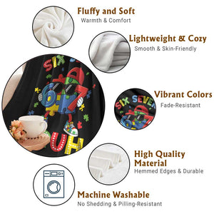 67 Autism Awareness Throw Blanket Funny Six Seven Bruh Autistic Puzzle Kids Boys TS11 Print Your Wear