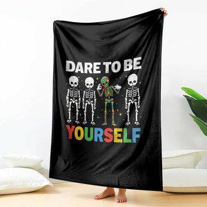 Autism Awareness 67 Throw Blanket Dare To Be Yourself Six Seven Autism Skeleton TS11 Print Your Wear