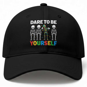 Autism Awareness 67 Baseball Cap Dare To Be Yourself Six Seven Autism Skeleton TS11 Print Your Wear