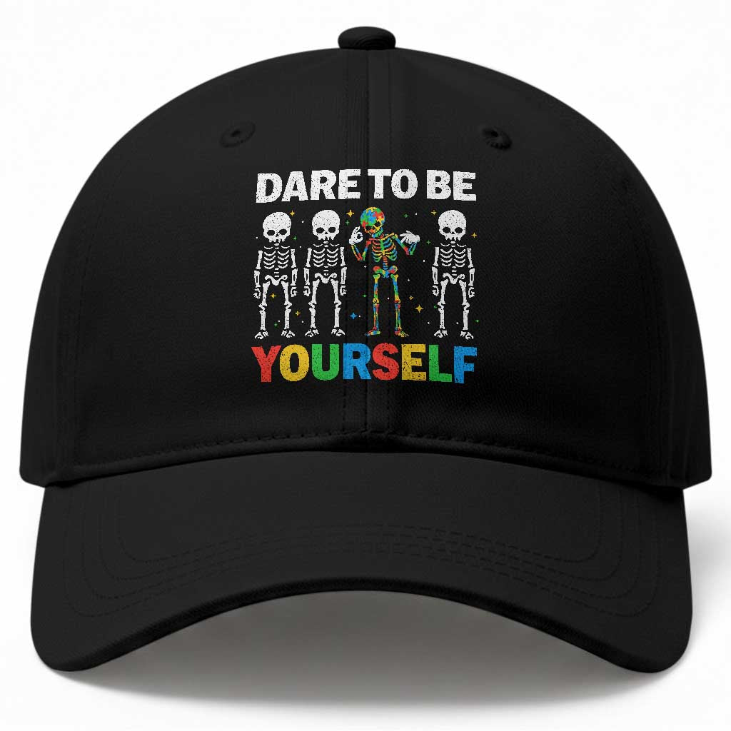 Autism Awareness 67 Baseball Cap Dare To Be Yourself Six Seven Autism Skeleton TS11 Print Your Wear