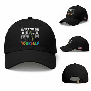 Autism Awareness 67 Baseball Cap Dare To Be Yourself Six Seven Autism Skeleton TS11 Baseball Cap Universal Fit Black Print Your Wear