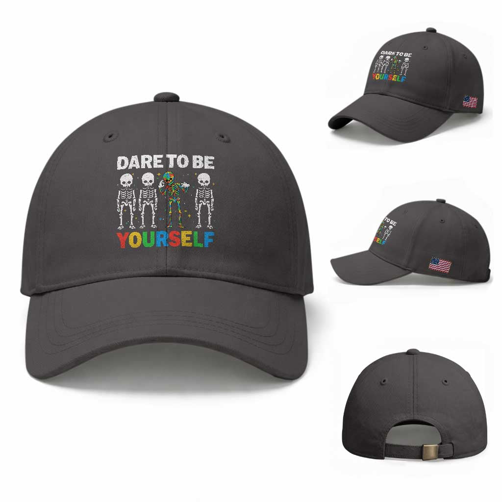 Autism Awareness 67 Baseball Cap Dare To Be Yourself Six Seven Autism Skeleton TS11 Baseball Cap Universal Fit Dark Gray Print Your Wear